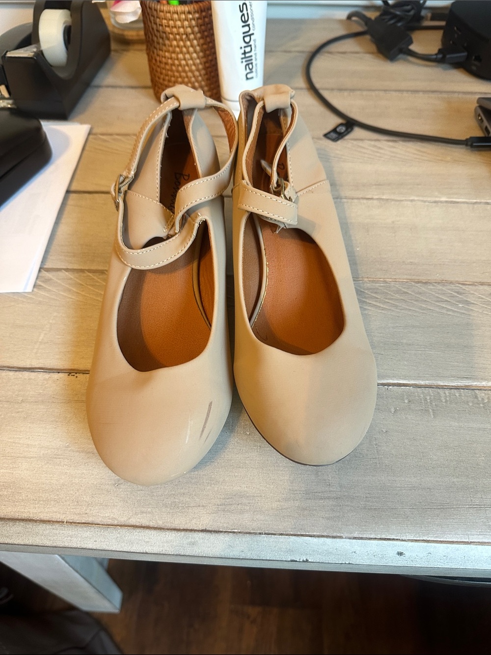 Bonnibel Neutral Beige Mary Jane Ankle-Strap Shoes